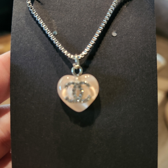 CHANEL Authentic Pink Heart Pendant With Unbranded Necklace  Necklace - Picture 1 of 2